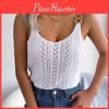 Leisure Metal Summer Spring Women Button V Neck Hollow Top Holiday Knit Tank Tops