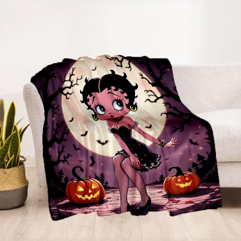 Halloween Betty Boop Pokrowiec na Telefon Koc Flanelowy Rzut do Sofy, Łóżka, Podróży, Kempingu, Biura, Kanapy, Krzesła