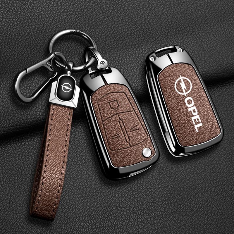 Funda Carcasa de Metal y Cuero para Llave de Coche Para Opel OPC Vauxhall Astra Corsa Insignia Mokka Encore Vectra Zafira Meriva Accesorios