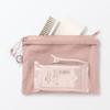 MUJI Polyester Double Zipper X 84769504 Case, Pink, Medium, Approx. 13.5 19cm,