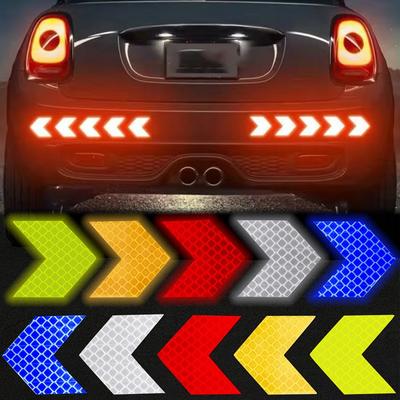 10pcs/Set Car Sticker Reflective Arrow Sign Tape Warning Safety Sticker for Car Bumper Trunk Reflector Hazard Tape Car Styling