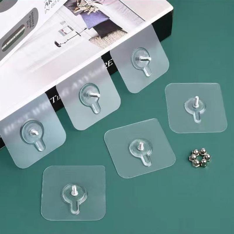 10Pcs  White Adhesive Hooks Without Tool Installation Functional Bathroom Kitchen Organizers for Small Space Livings