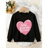 Unisex Kids Crewneck Sweatshirt, Pink Heart Best Friends Forever Letter Print Pullover, Boys Girls Cute Casual Sweatshirt For Kids Over 4 Years Old