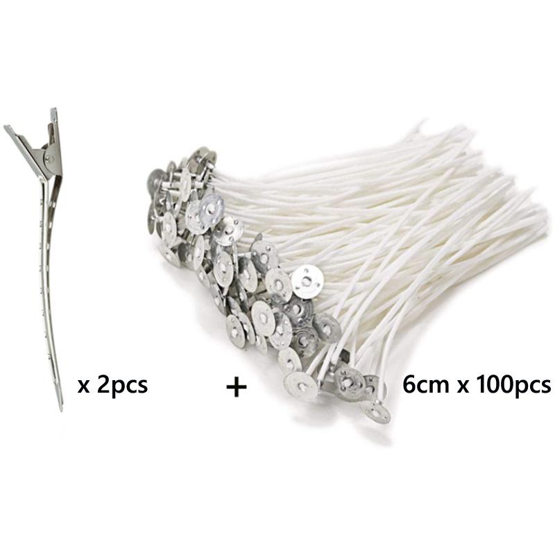 New Waxed Cotton Candle Wicks Set with Stand Original Smokeless Candle Wicks Soy Oil Wax Core Woven Making Candles Supplies