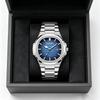 Luxury Man Watch Square Waterproof Luminous Date Week Men Watch Stainless Steel Quartz Men's Watches Reloj+box