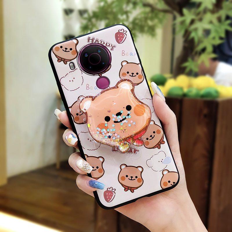 Quicksand Kickstand Phone Case For Nokia 5.4 Phone Lens Protection Cartoon Soft Case Dirt-resistant Durable Protective