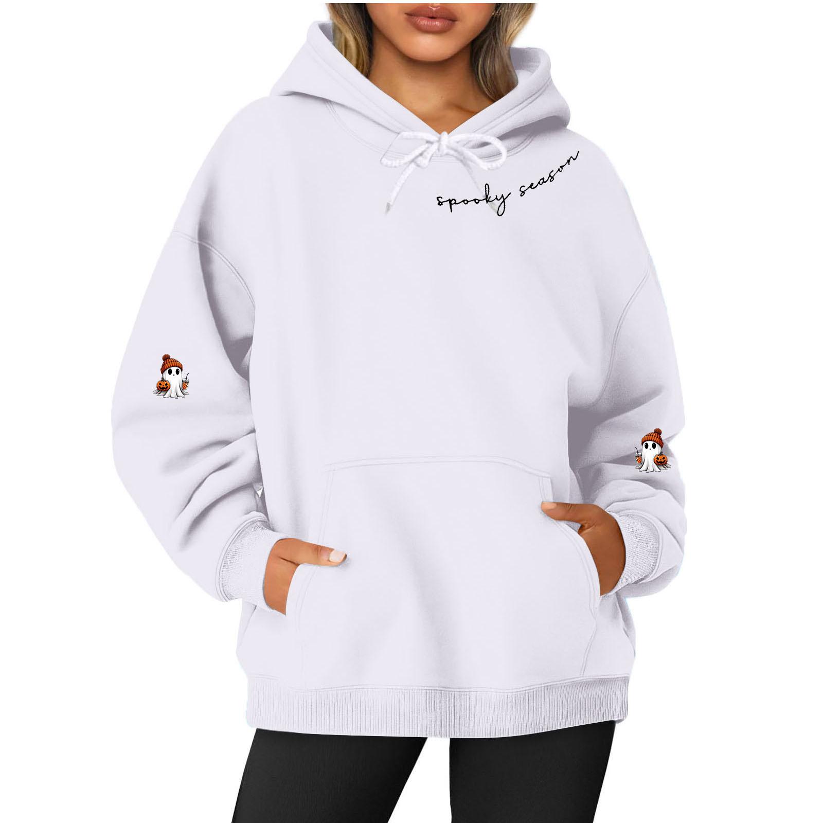 

Women s Long Sleeve Printed Top Solid Color Hoodie XL