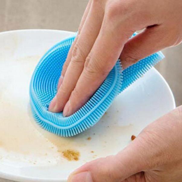 Round Silicone Dishwashing Brush and Heat-Resistant Cleaning Pad for Fruits & Vegetables