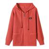 Spring and Autumn Hooded Knitted Cardigan Women's Zipper Hooded Sweater Jacket Top