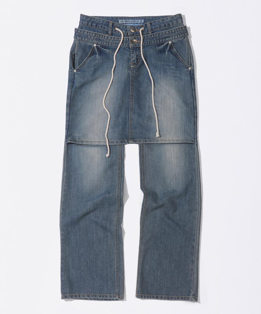 SCULPTOR Apron Layered Denim Mid Blue