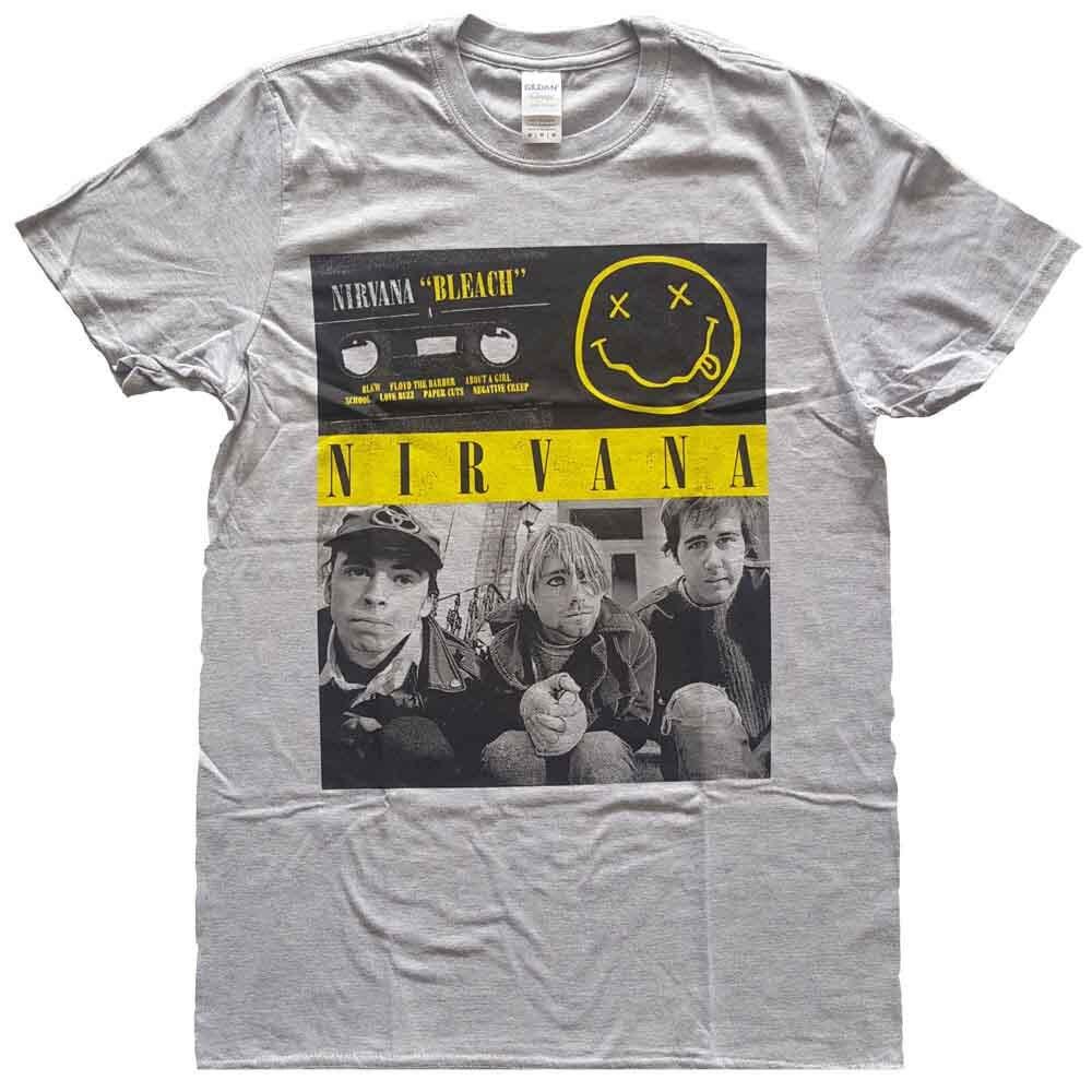 Nirvana Bleach Cassettes T-Shirt Grey New Unisex T-Shirt S