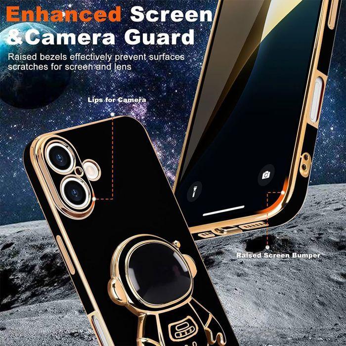 Coque de Protection - BOOLING - pour iPhone 17 - Silicone Anti-Rayures avec Support Astronaute - Noir