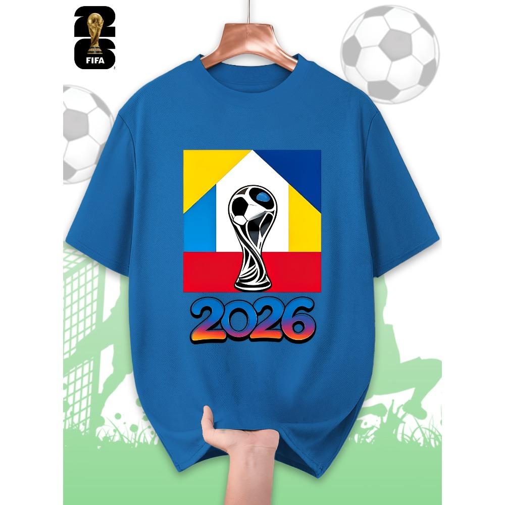 FIFA World Cup Men's Printed Short-sleeved T-shirt, a Fashionable and Trendy Summer Top, Comfortable and Well-fitting