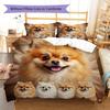 Pomeranian Bulldog Pattern Bedding Quilt Set Quilt Cover Pillowcase Home Decoration Gift (1 * Duvet Cover + 2 * Pillowcase, Without Core)