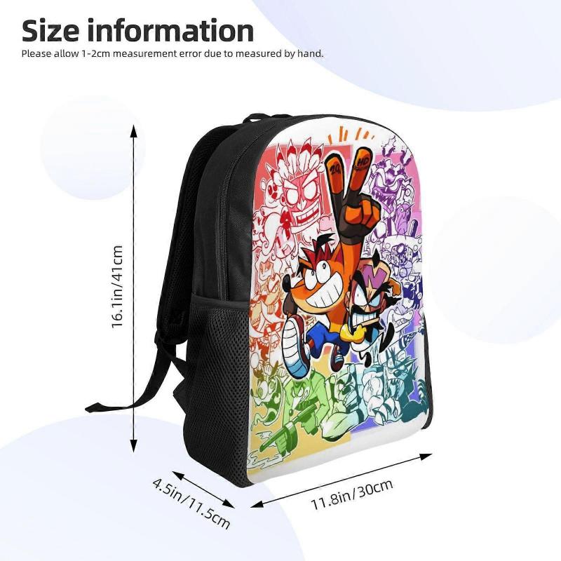 Crash Bandicoot Cartoon Backpack Daypack for Hiking Anime Bag Notebook Bag-LDYH313