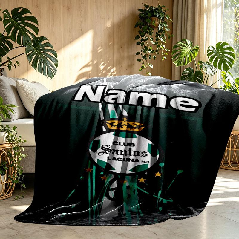 Custom Name Personalized Club Santos Laguna Print Blanket, Home Decor, Bedroom, Sofa, Camping, Couch, Gifts for Birthday Christmas