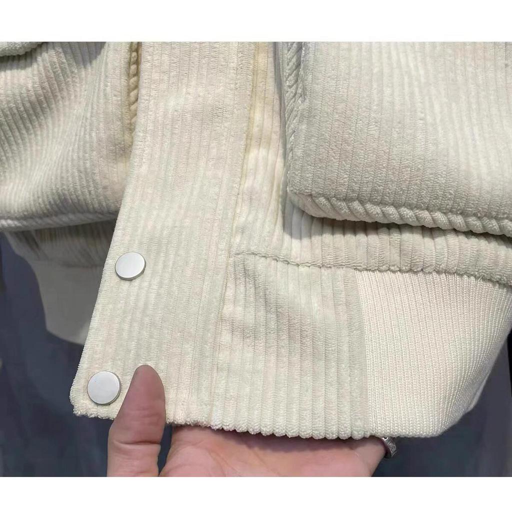 Autumn Korean Trendy Men's Corduroy Jacket - Solid Color, Warm, Cool Zipper Design