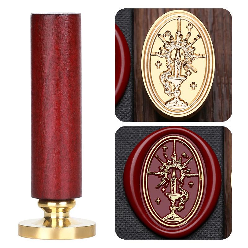 Halloween Seal Cylindrical Red Handle (handle + Brass Seal Head) Fire Lacquer Seal Set Handle Copper Head