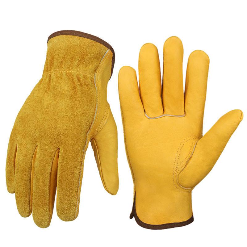 Work Gloves Cowhide Leather Gardening Mechanical Welding Safety For Industrial Use