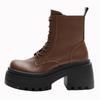 Retro Martin Stiefel Herbst und Winter neu 2025 Damen Lederstiefel einfarbig schlichte Mode dicksohlige mittelhohe Stiefel runde Spitze Lederstiefel