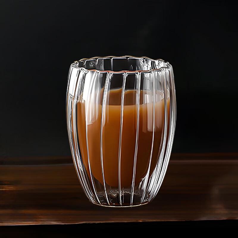 ZHENQI Яйцевидная полосатая двухслойная термокружка из стекла