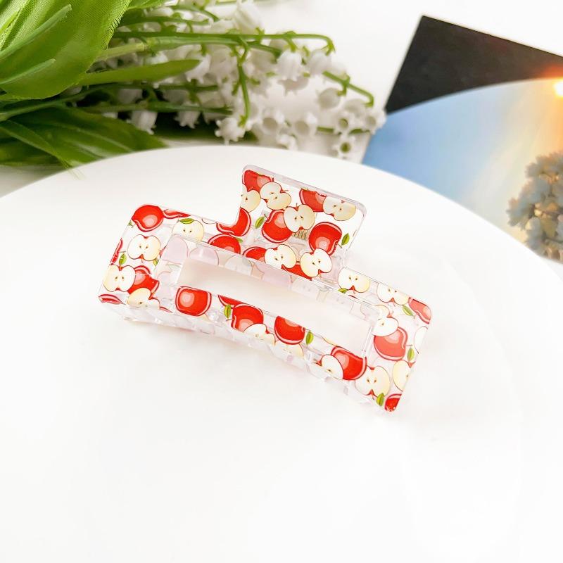 Sweet Fruit Heart-shaped Printed Grab Clip Shark Clip Simple and Fresh Semi-tied Hair Clip and Hair Accessory