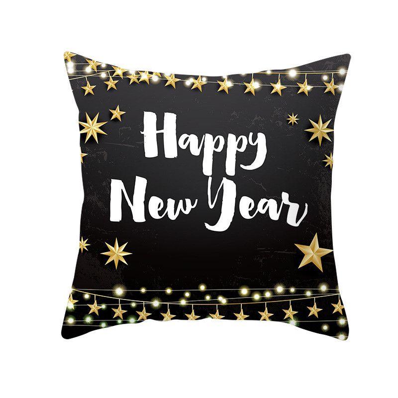 18" Merry Christmas Cushion Cover Home Decor Xmas Throw Pillow Case Gold Black