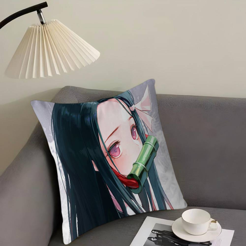 

N-Nezuko Cartoon Game Pillowcase Toon Gift Cushion Cover Bedroom Home Sofa Chair Seat Decor Pillow Case 16x16Inch