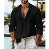 Men Loose Breathable Long Sleeve Solid Casual Cotton Linen Shirt