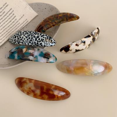 Retro-Stil 7,4 cm Essigsäure Oval Gebogene Haarnadel Halb gebundener Pferdeschwanz Clip Federclip Haaraccessoires