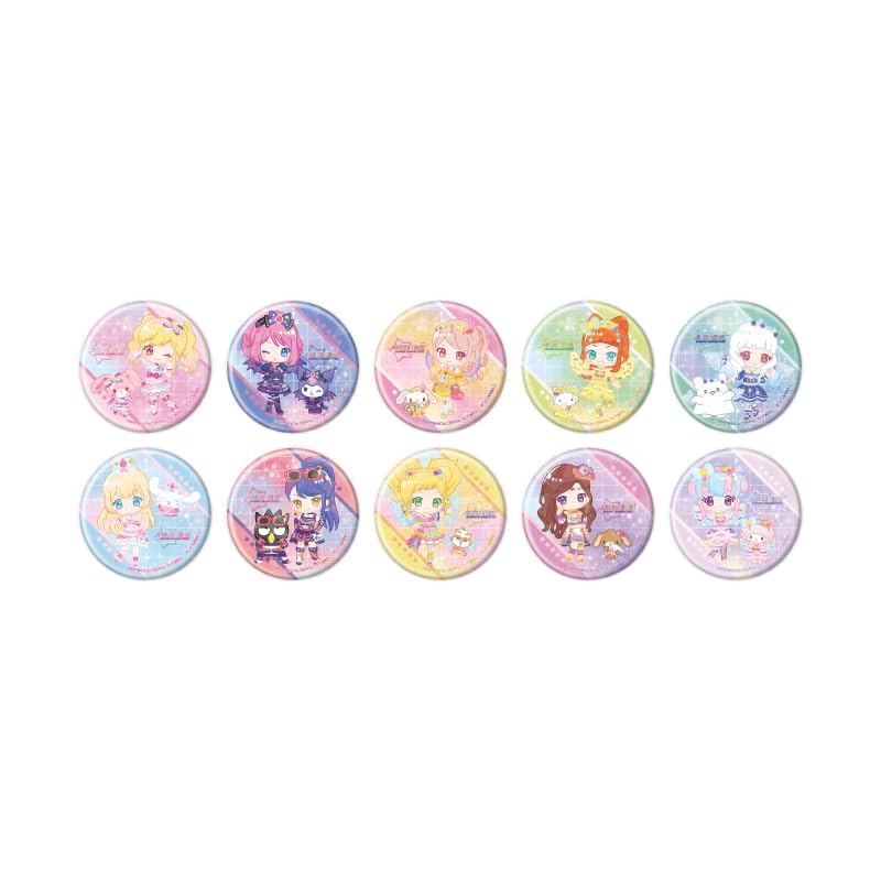 Aikatsu Stars! x Sanrio Characters 02 [Collaboration Illustration [Mini Character]] Holographic Can Badge [57mm] Box of 10
