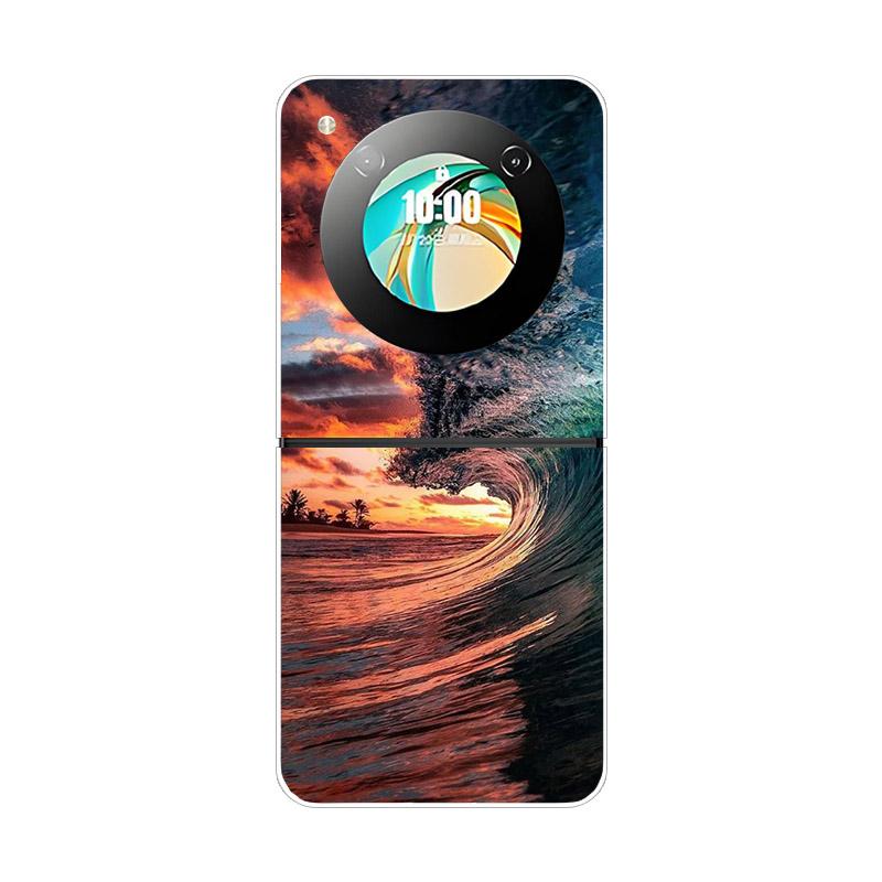 Etui na ZTE Nubia Flip NX724J Modne Malowane Przezroczyste Twarde PC Składane Na ZTE Libero Flip 5G A304ZT Przezroczyste Etui na Telefon Funda