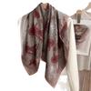 Red horse buckle double-sided simulated silk wool large square scarf 91 women's spring and autumn high-end velvet scarf with shawl to keep warm