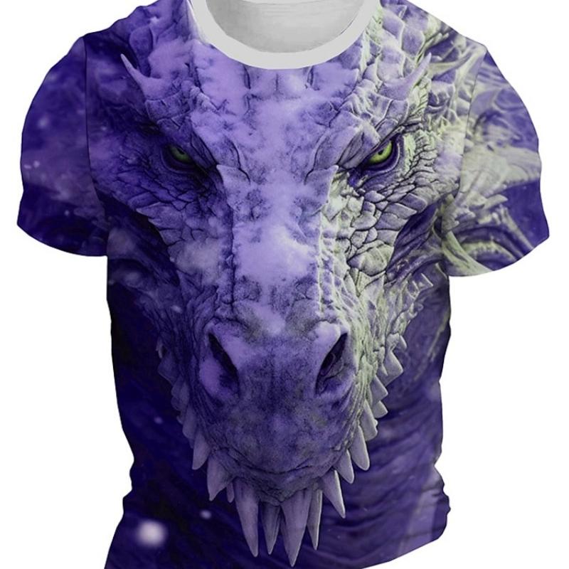 Men's T-shirt 3D dragon print summer daily casual men's street T-shirt short sleeved outdoor sports city fashion men's T-shirt