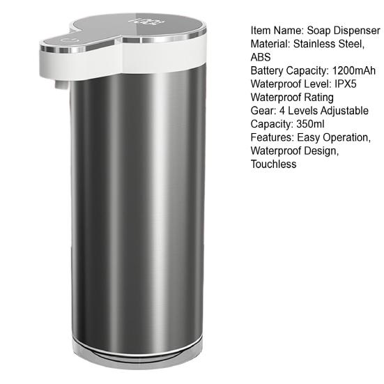Touchless Automatic Soap Dispenser 4-Level Adjustable Rechargeable Sensor Pump Stainless Steel Bathroom Liquid Soap Dispenser