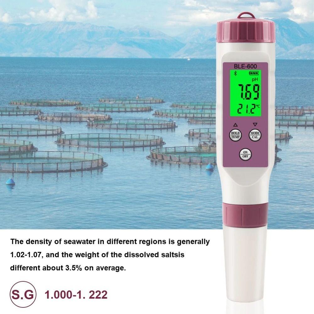 Bluetooth 7 In 1 PH Meter Aquarium Water Quality Tester Intelligent ORP S.G TEMP  Swimming Pool