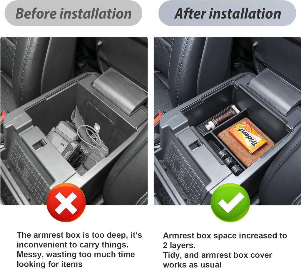 Center Console Organizer Tray for 2020-2025 Ford Explorer Armrest Storage Box with Coin Holder Interior Car Storage Accessories