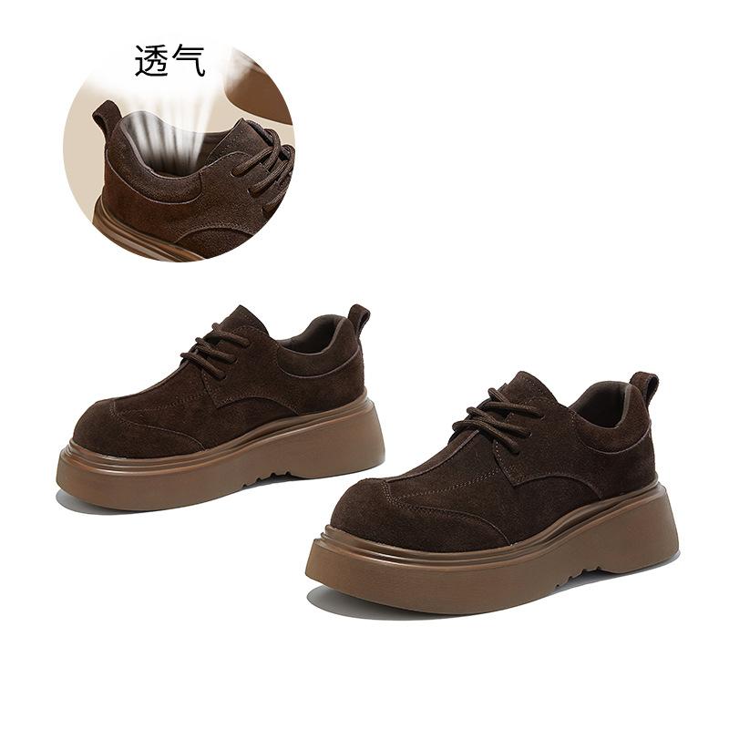 Foam bottom matte cowhide single shoes 2026 spring temperament retro little white shoes casual fashion women s shoes 40 малиновый 5890₽