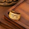 Thumb Ring Geometric Lines Shape Adjustable Opening Design Finger Ring Stainless Steel Finger Band Versatile Jewelry Gift