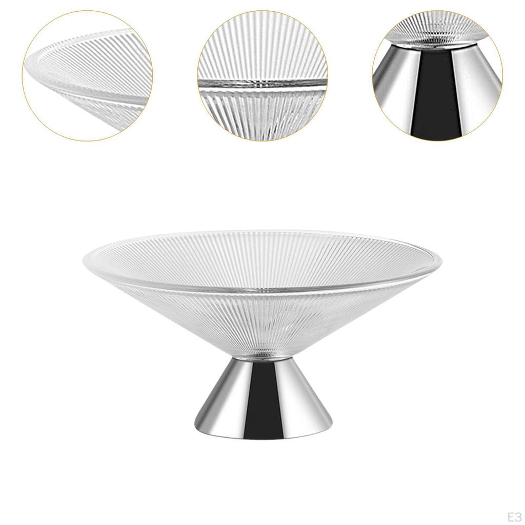 Bol en Verre Décoratif Panier à Fruits sur Pied, Socle pour Plan de Travail de Cuisine, Verre