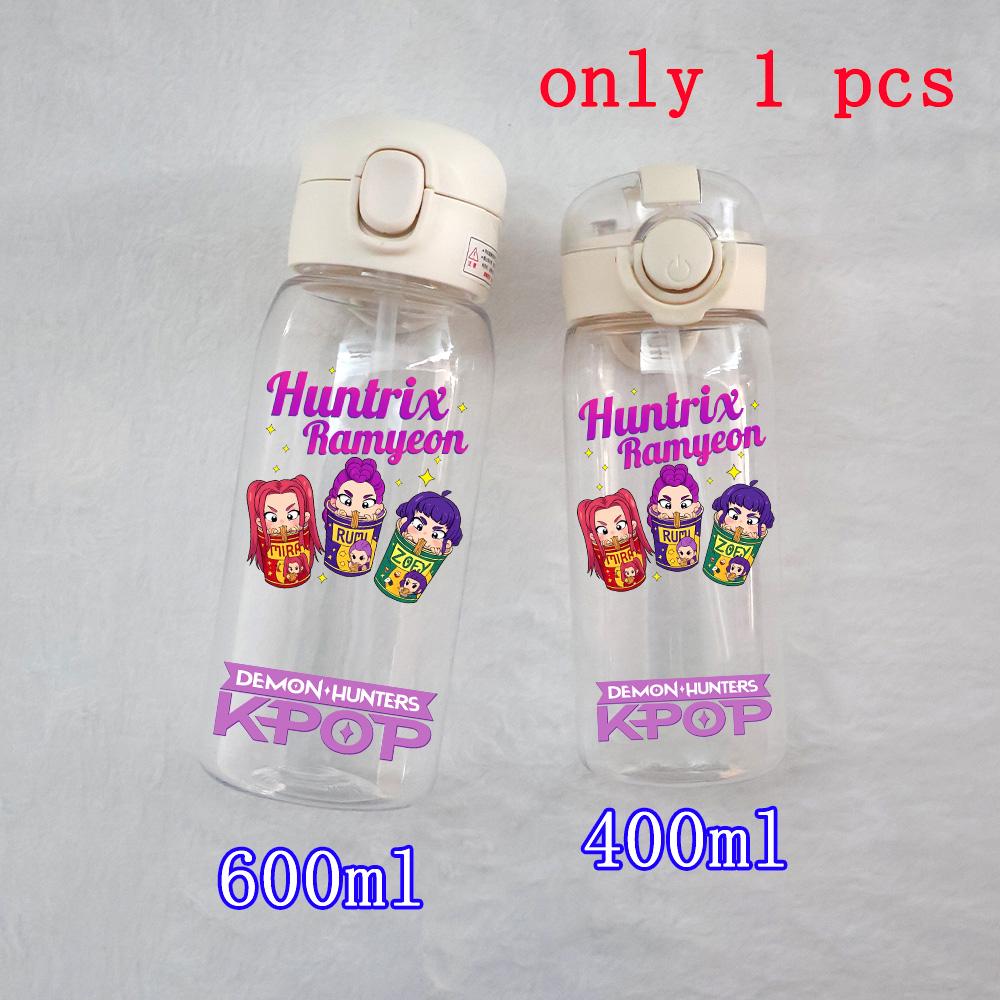 400ML-600ML Animated Movie K-Pop: Demon Hunters HUNTR/X Plastic Large Capacity Water Cup Bottle Gourde Drinking Bottle Gifts