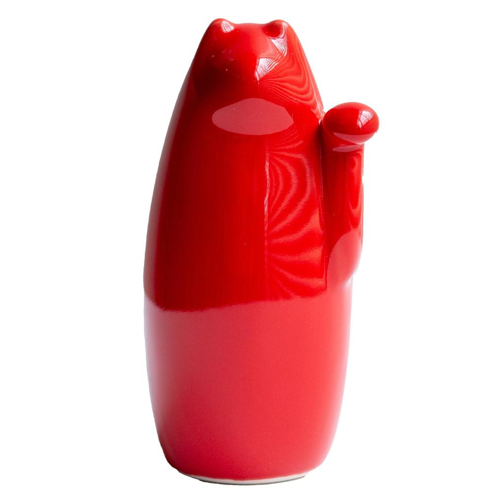SETOMANEKI Maneki Neko Seto Good Luck Simple Decor (Lucky Cat) - Ware, Charm, Figurine, (Red, Small)