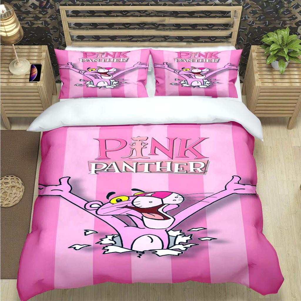 Comforter Crayon Pinkpanther Print Bedding Sets Bed Supplies Set Comforter Set Teens Girls Cartoon Twin Single Kid Gift