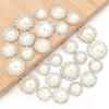 10pcs Rhinestone Imitation Pearl Flower Disc Shiny Half Round Loose Beads For DIY Crafts Clothing Sewing Jewelry Making Supplies