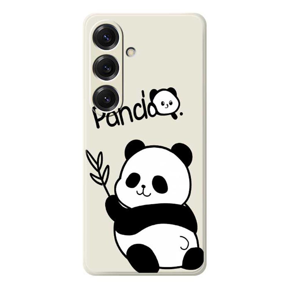 For Samsung Galaxy S25 Case Panda Pattern Printing Straight Edge TPU Phone Back Cover
