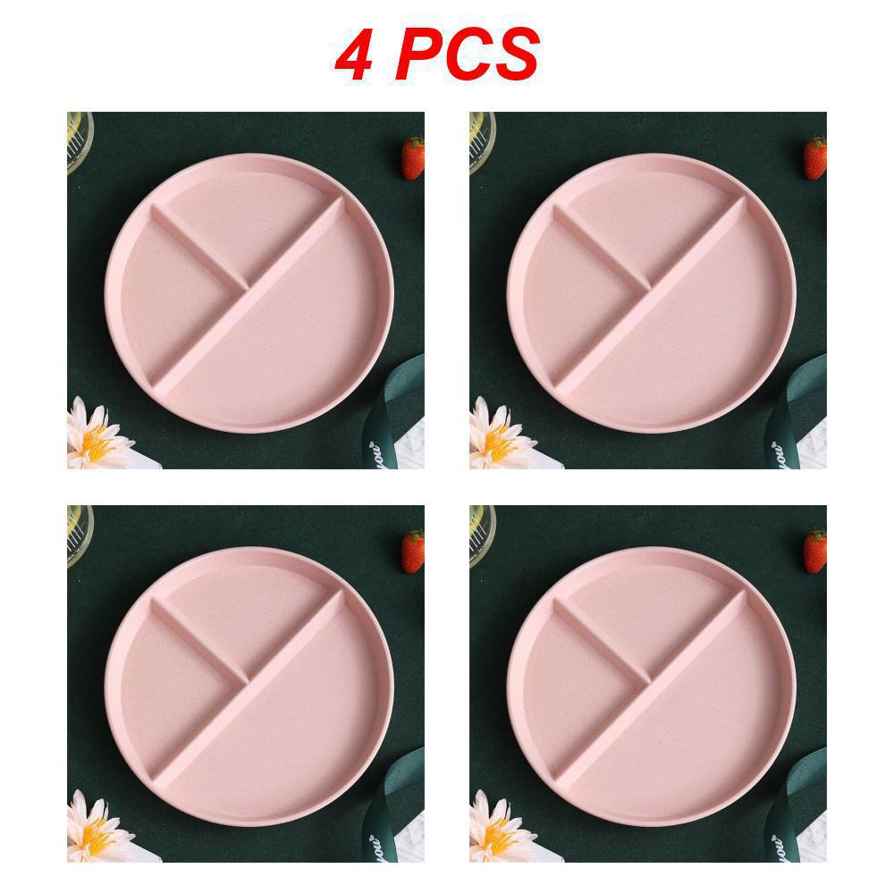 1/2/4PCS Prato Dividido Em 3 Dieta Reutilizável Redondo Prato De Jantar Cozinha Louça Pratos De Porção Para Adultos 3 Compartimentos