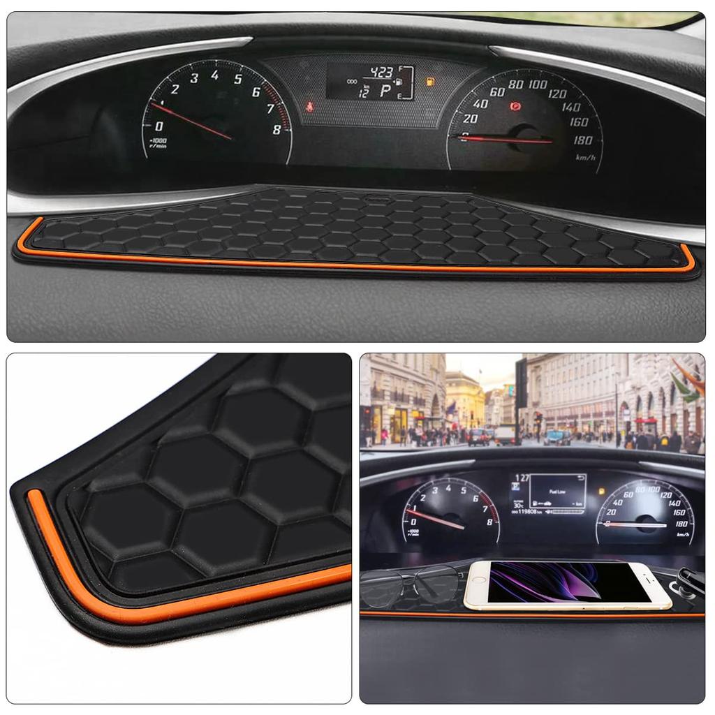 MARCHFA Anti-Slip Mat for Toyota Sienta 170 Series, Silicone, Orange, for Installing In Front of the Gauge