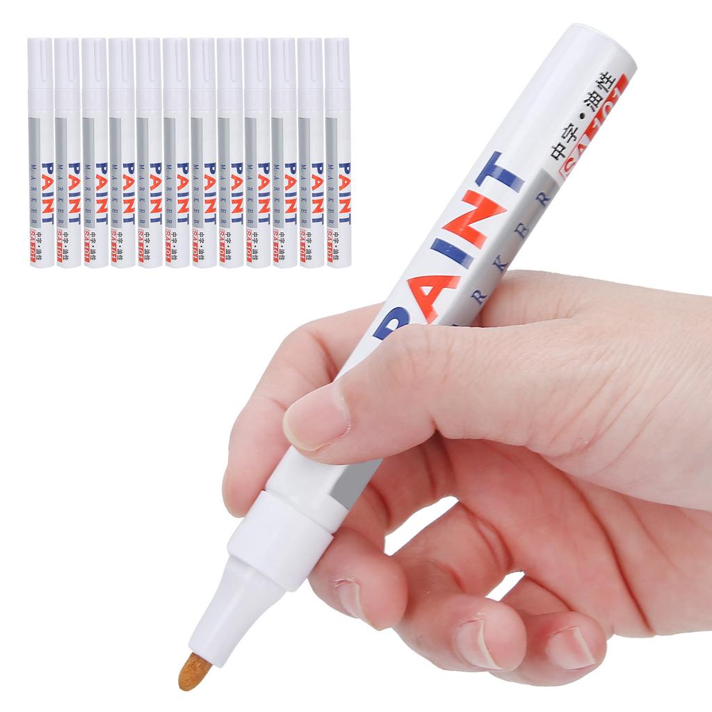 12 Stück Weißer Lackstift Acrylmarker Permanentmarkierung Deckende Tinte Malwerkzeuge