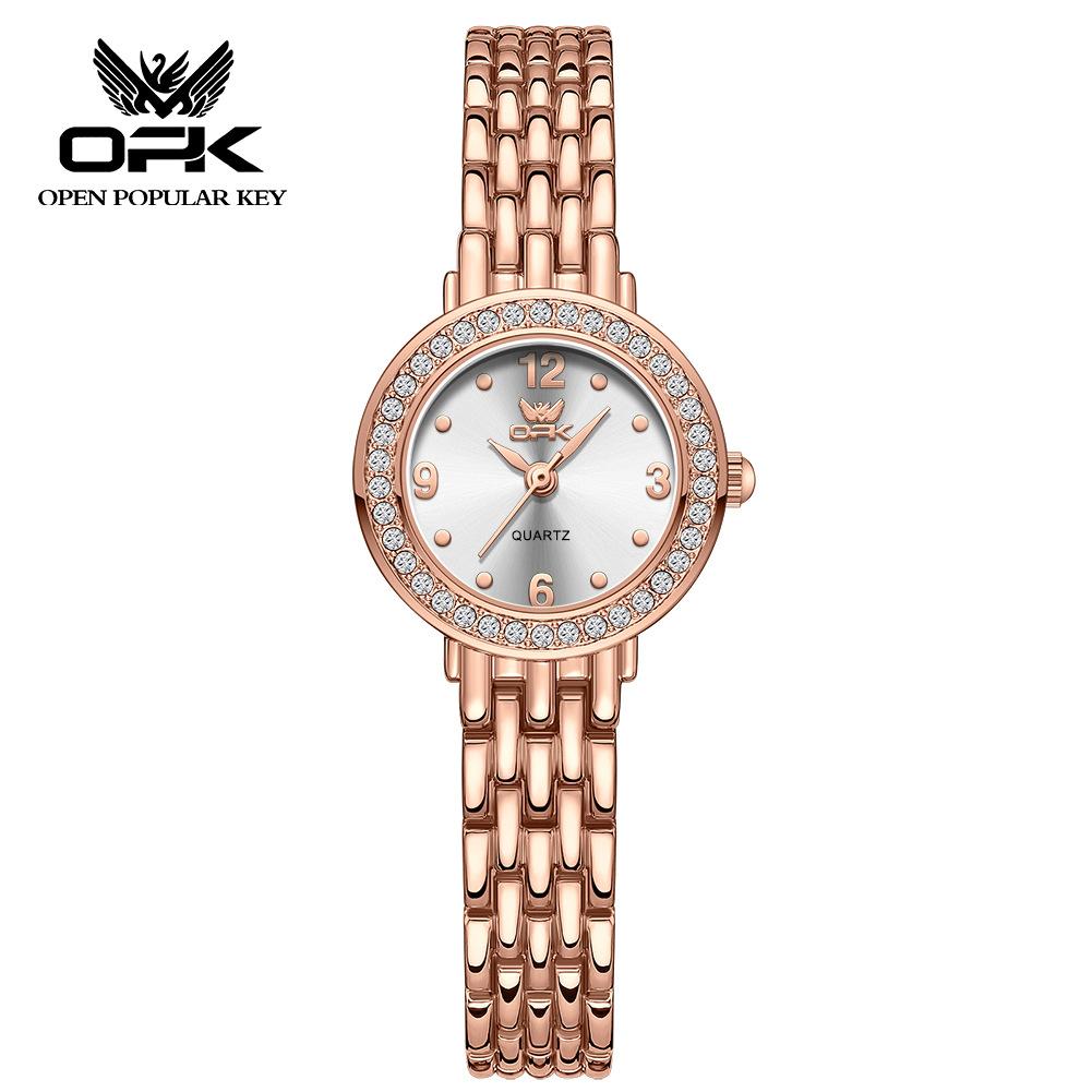 OPK Montre pour femme Classique Simple Élégante Montre de Marque à Quartz Montre à Lunette Diamant pour Femme Montre Étanche