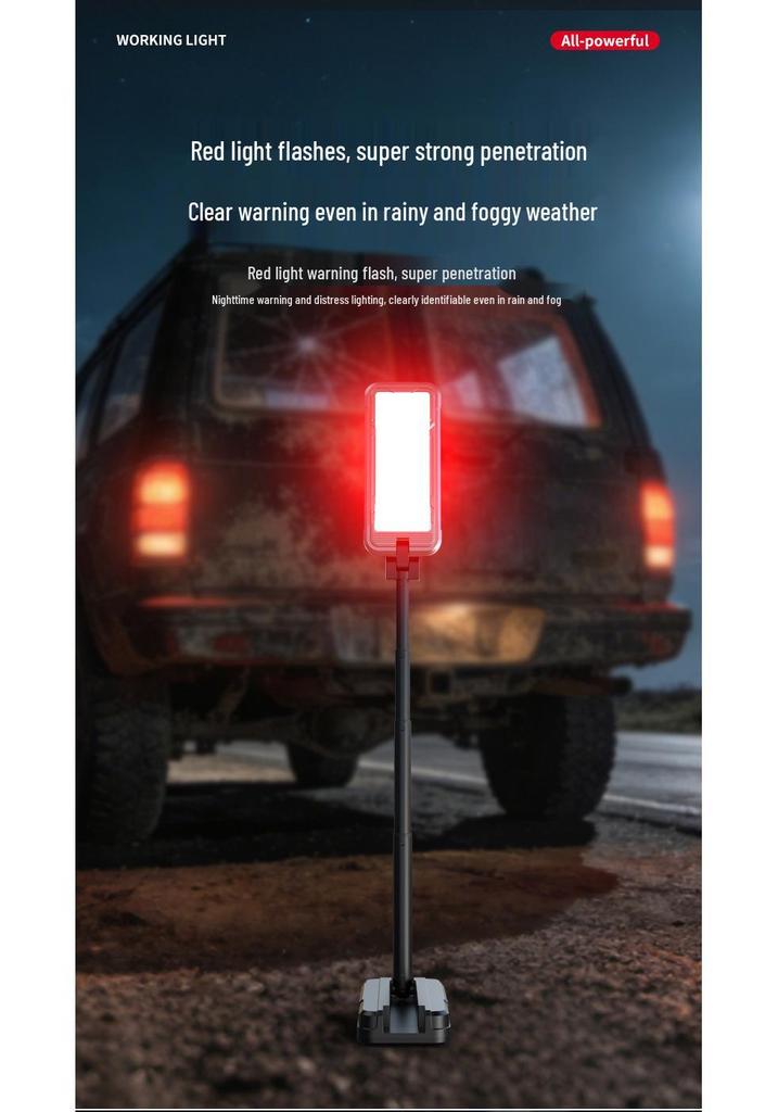 Rechargeable Solar-Powered Portable Work & Camping Light with Emergency Spotlight.